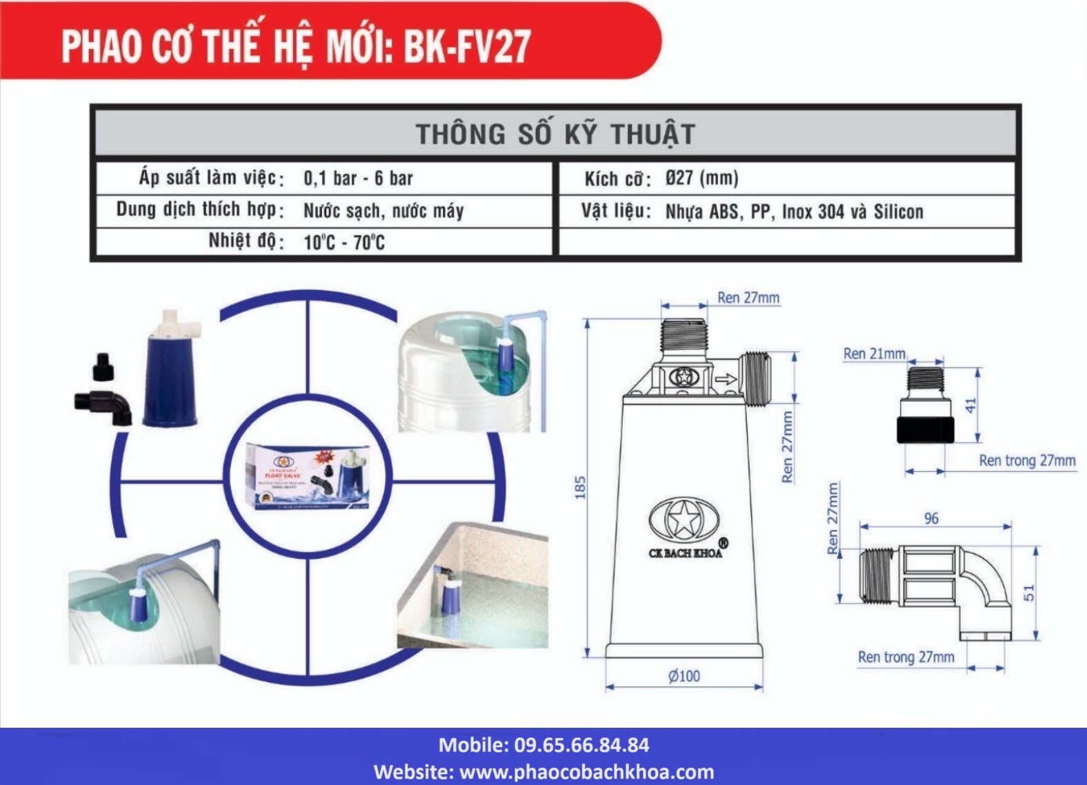 Phao cơ bồn nước thông minh Bách Khoa